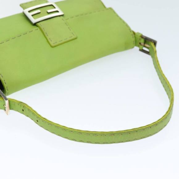 FENDI Celeria Mamma Baguette Shoulder Bag Leather Green Auth yk12521 - Picture 7 of 16